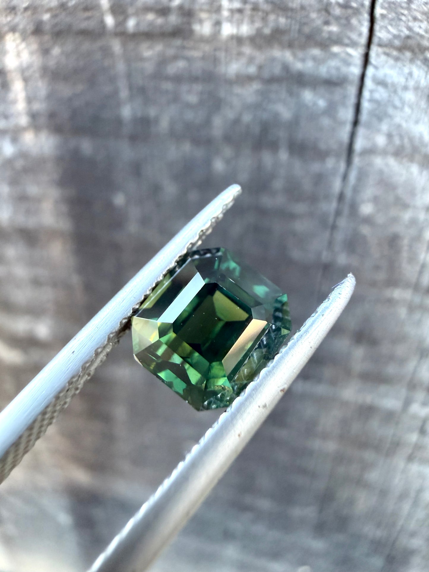 Australian Green-Parti Sapphire - 2.1 Crt | Unheated | Asscher Cut