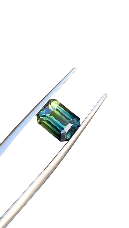 Australian Bi-Colour/Teal Sapphire - 1.65 Carat - Emerald Cut - Unheated