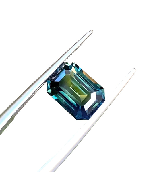 Australian Teal Sapphire - 3 carat - Emerald Cut - Unheated