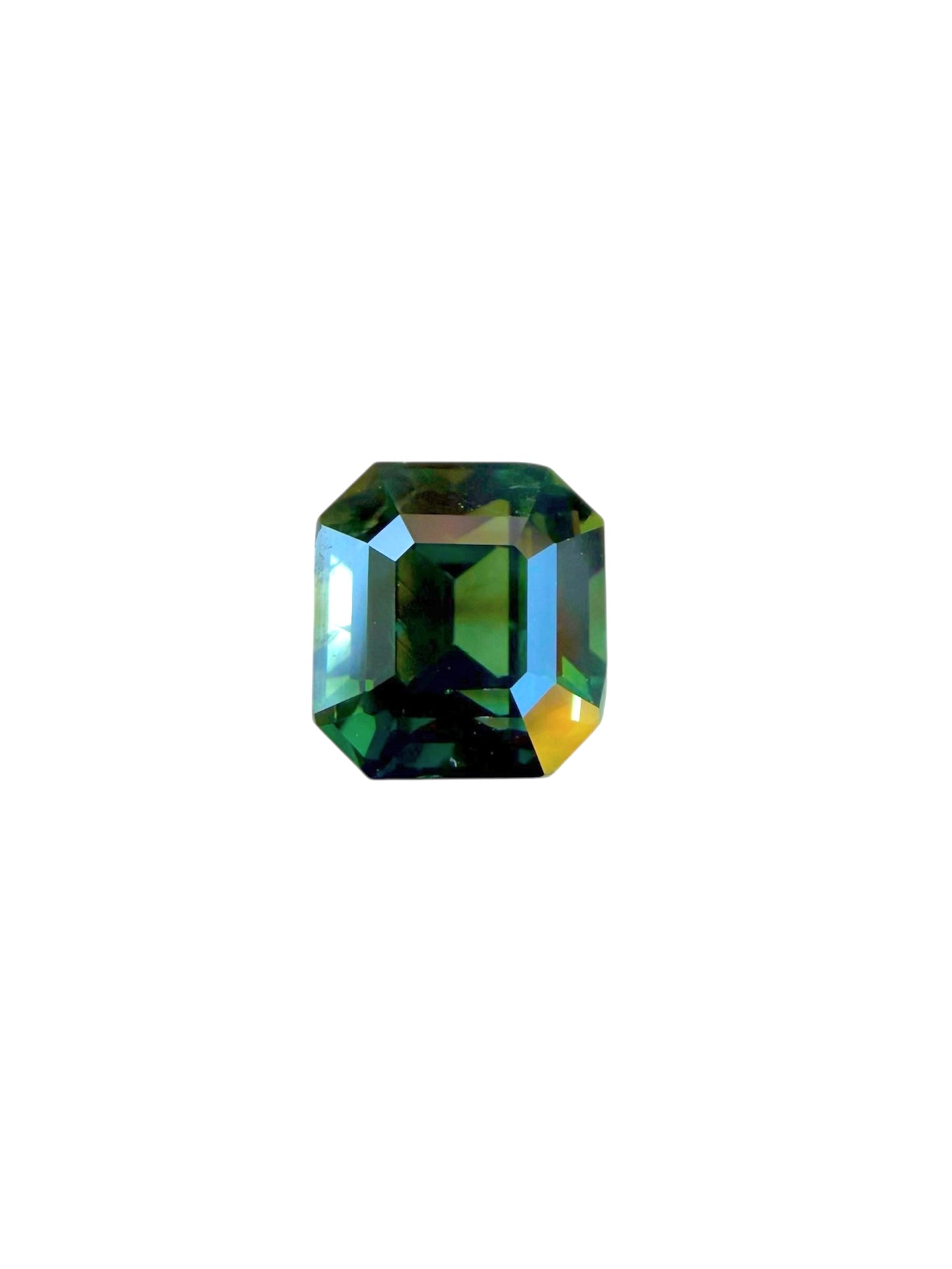 Australian Green-Parti Sapphire - 2.1 Crt | Unheated | Asscher Cut