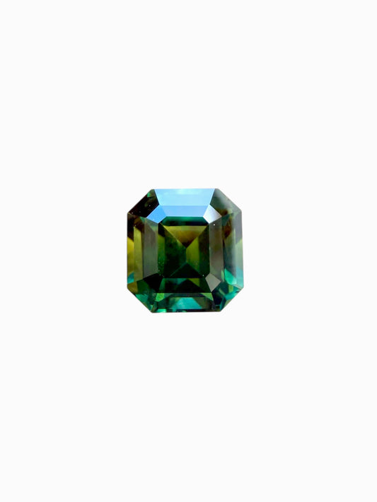 Australian Green Parti Sapphire - 1.12 Carat | Emerald Cut | Heated